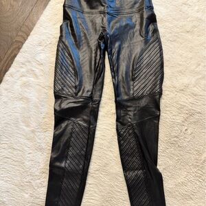 SPANX Black Faux Leather Leggings #moto